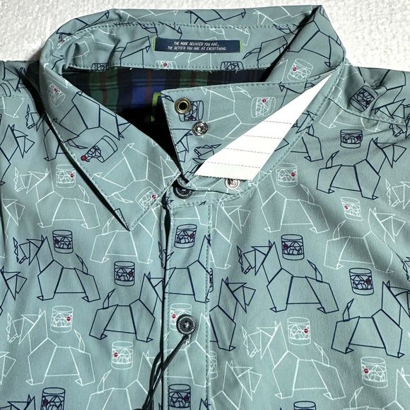 William Murray Scotch Blend Button Down Shirt Carolina Blue Scottie Size L NWT - Picture 4 of 15